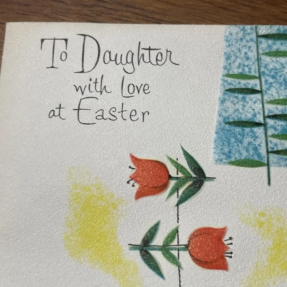 Vtg Volland Easter Greeting Card Daughter Butterfly